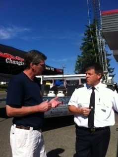   With Fire Chief Ian Baikie, at the Campbell River Fire Department Open House 2014  